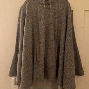 UGG Gray Knit Poncho Sweater Fuzzy Lining